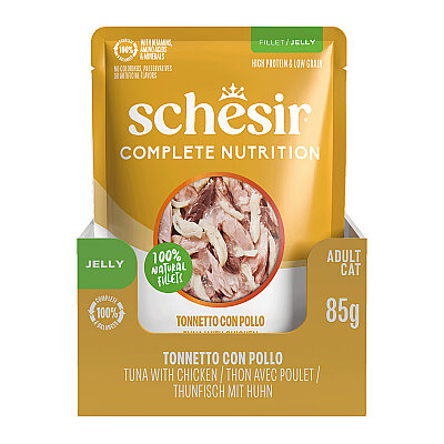 Schesir Jelly Ton Balıklı ve Tavuklu Jöle İçinde Yetişkin Kedi Pouch 85g - 3