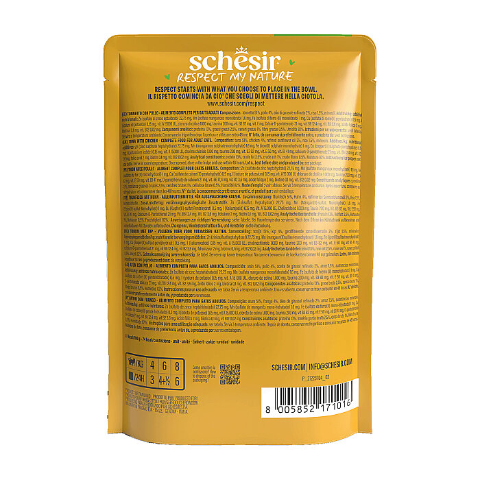 Schesir Jelly Ton Balıklı ve Tavuklu Jöle İçinde Yetişkin Kedi Pouch 85g - 2