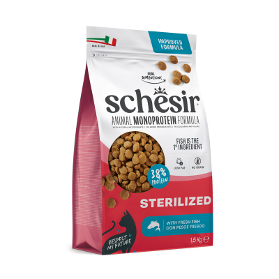 Schesir Monoprotein Balıklı Kısırlaştırılmış Yetişkin Kedi Maması 1,5 kg (1)