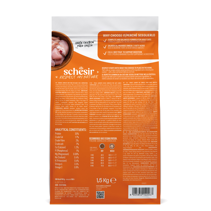 Schesir Monoprotein Tavuklu Yetişkin Kedi Maması 1,5 kg - 3