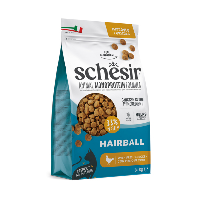 Schesir Monoprotein Tüy Yumağı Kontrolü Tavuklu Yetişkin Kedi Maması 1,5 kg (1)