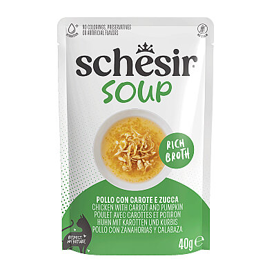 Schesir Soup Tavuk ile Bal Kabağı Yetişkin Kedi Çorbası Pouch 40g