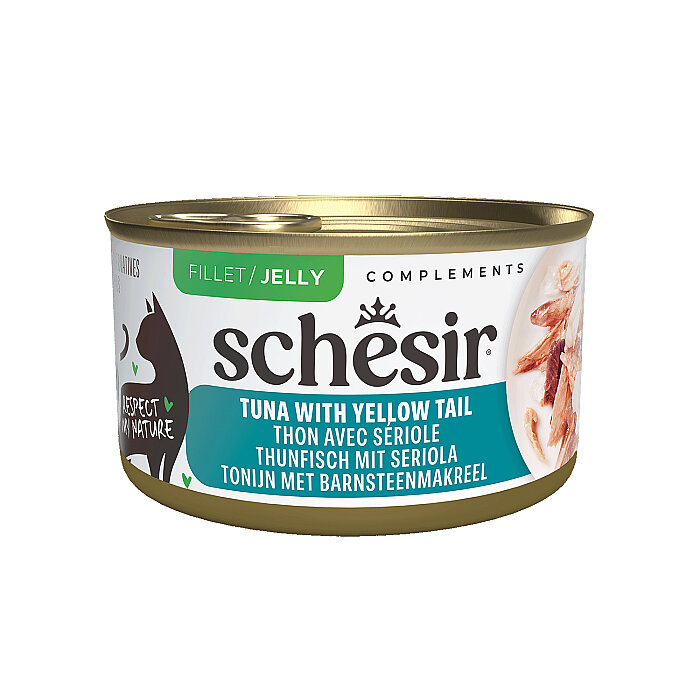 Schesir Tamamlayıcı Ton ve Sarı Kuyruk Balıklı Jöle İçinde Kedi Konservesi 70g - 1
