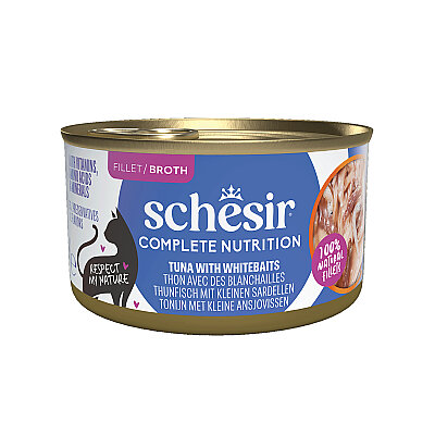 Schesir Ton Balığı Ringa Balığı ve Pirinçli Pişirme Suyunda Yetişkin Kedi Konservesi 85g