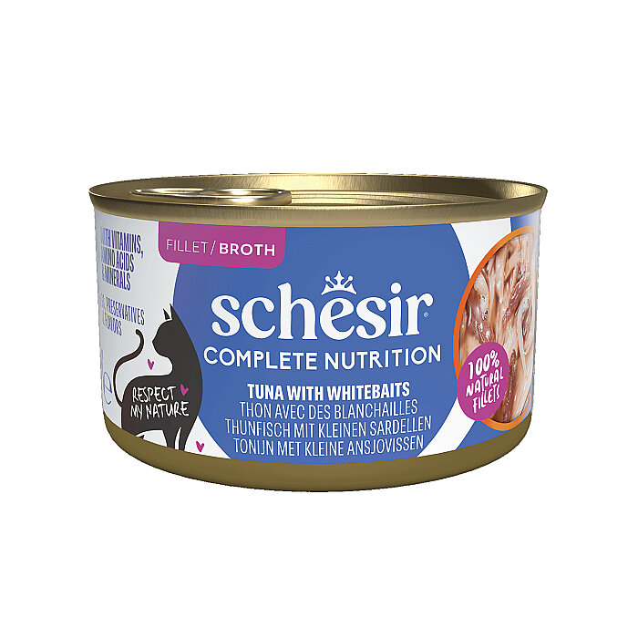 Schesir Ton Balığı Ringa Balığı ve Pirinçli Pişirme Suyunda Yetişkin Kedi Konservesi 85g - 1
