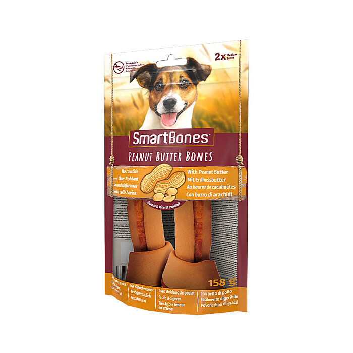 SmartBones Köpek Ödül Kemiği Yer Fıstığı Ezmeli Medium (2li) 158g - 1